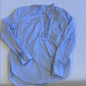 Ruffle half button light blue cotton shirt